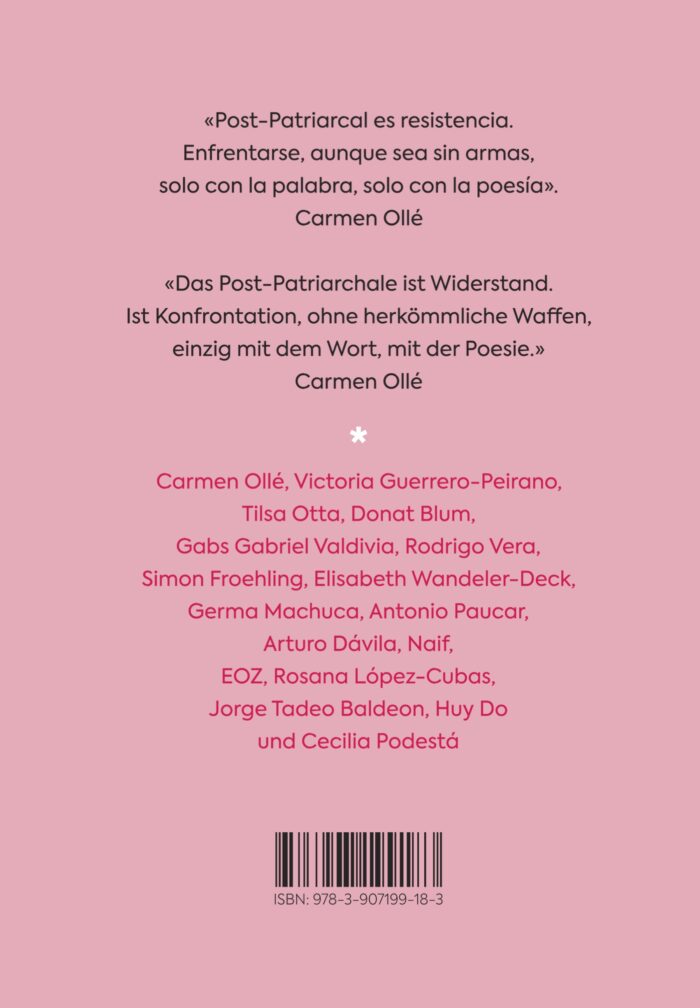 Rückseite des Buchs «Poesía Post-Patriarcal»
